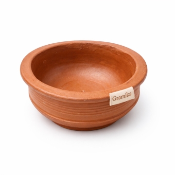 Traditional Terracotta Curry Bowl - Unglazed Clay Food Dish