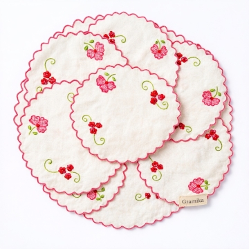 Handcut Work Cotton Table Mat Set - Delicate Embroidery