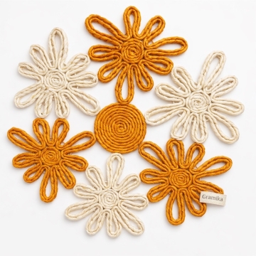 The Sunflower Fiber Trivet Set - Rustic Two-Tone Jute Coasters