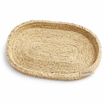 Woven Natural Fiber Oval Tray - For Vanity, Serving, or Display